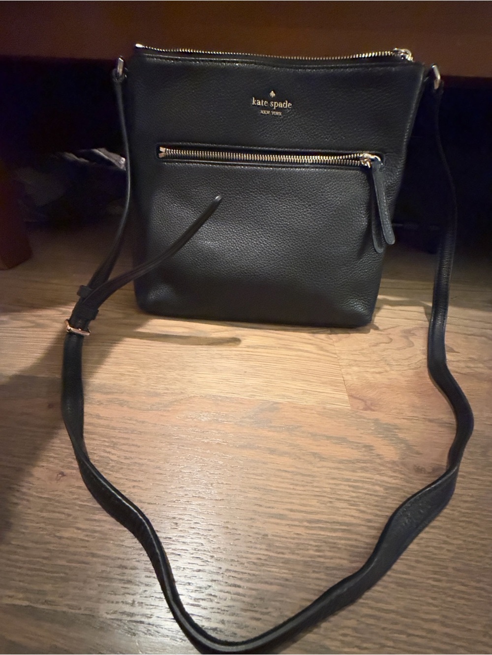 kate spade Black Pebbled Leather Crossbody with Gold Hardware